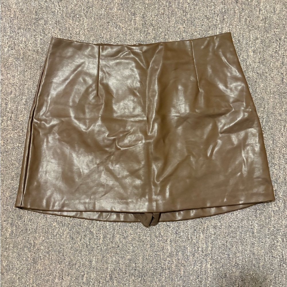 Abercrombie & Fitch Dark Brown Faux Leather Mini Skirt
